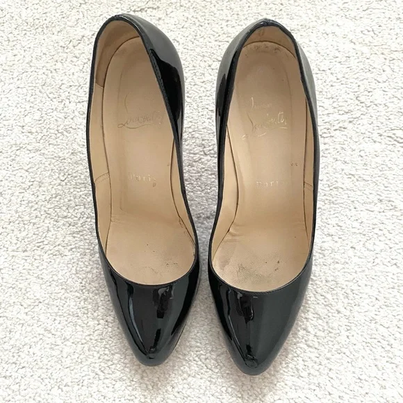 Christian Louboutin Black Patent Leather Pumps Heels - Picture 4 of 6
